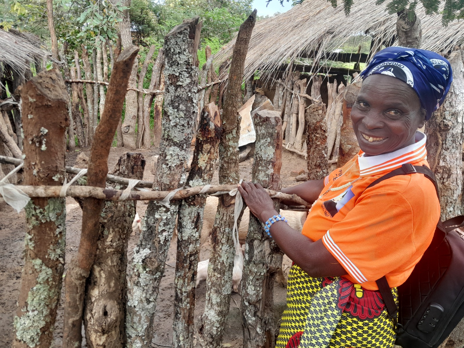 Kolping members tending goats received through the Animal Pass-On Programme